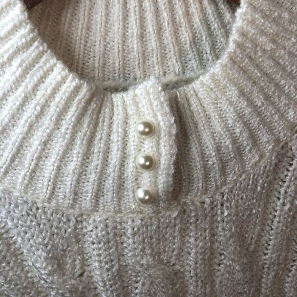 Karen Scott White Cable Knit Mock-Neck Sweater - Picture 3 of 6